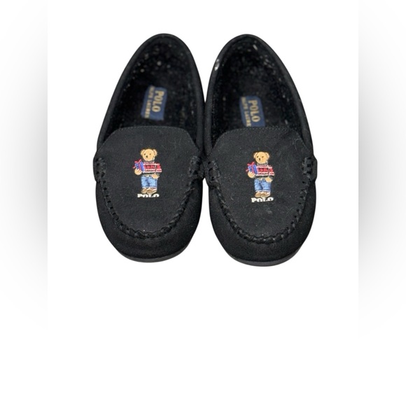 Polo Ralph Lauren Other - Polo by Ralph Lauren Black Moccasins Kids House Slippers with Bear Design